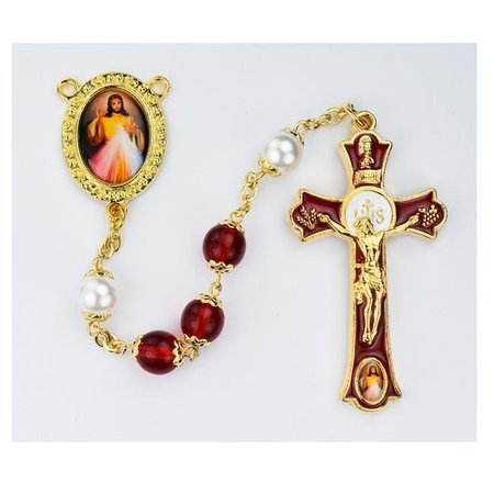 MCVAN McVan R780HF 8 mm Divine Mercy Decal Mass Cross Rosary Set - Red R780HF
